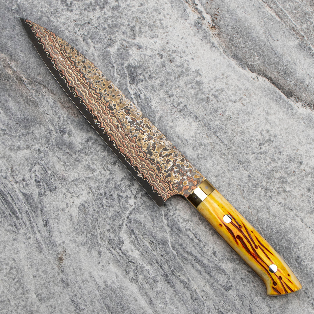 Gyuto 21 cm Takeshi Saji Colored Damascus VG-10 Nashiji