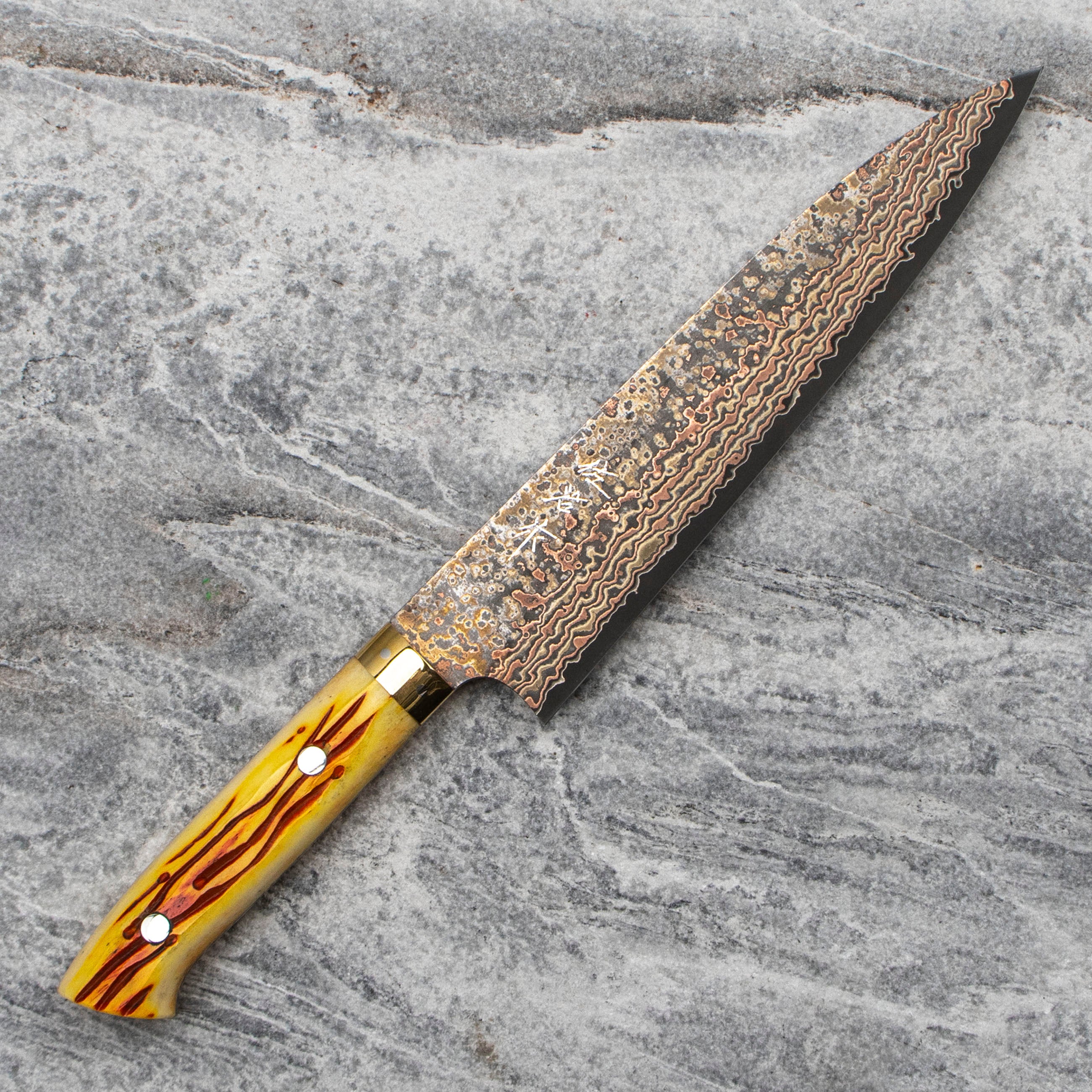 Gyuto 21 cm Takeshi Saji Colored Damascus VG-10 Nashiji – Japan