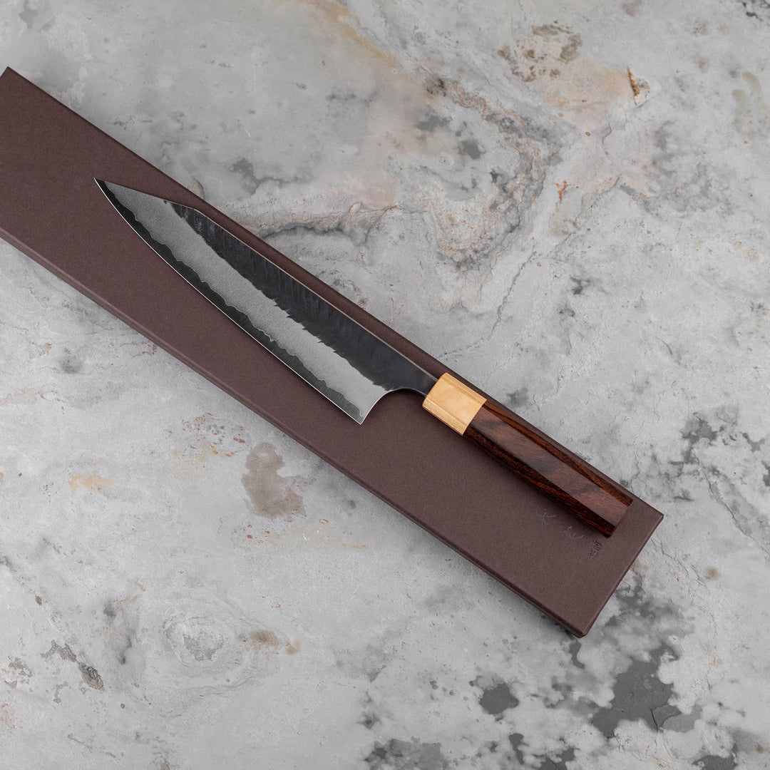 Gyuto 21 cm Yoshimi Kato Aogami Kurouchi V-Tsuchime Super/SS