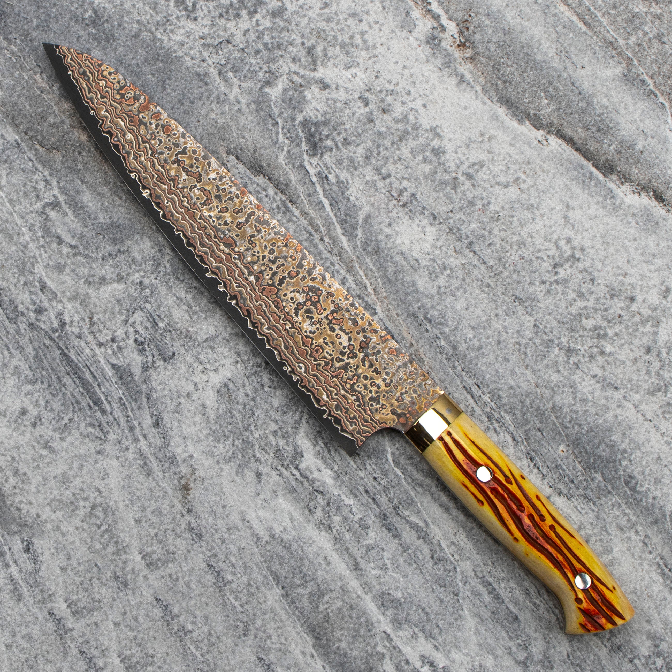 Gyuto 24 cm Takeshi Saji Colored Damascus VG-10 Nashiji – Japan