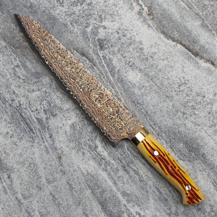 Gyuto 24 cm Takeshi Saji Colored Damascus VG-10 Nashiji