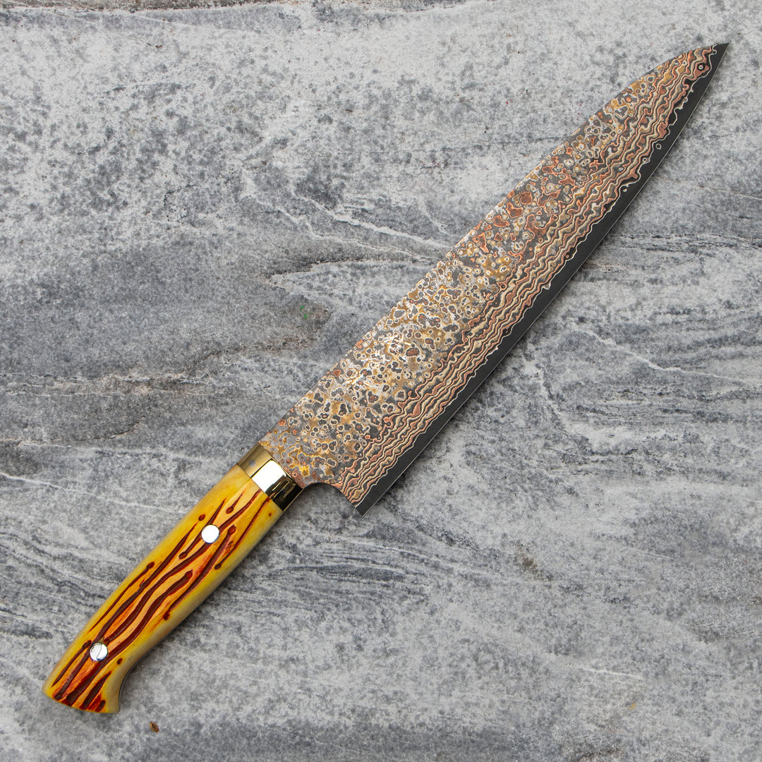 Gyuto 24 cm Takeshi Saji Colored Damascus VG-10 Nashiji