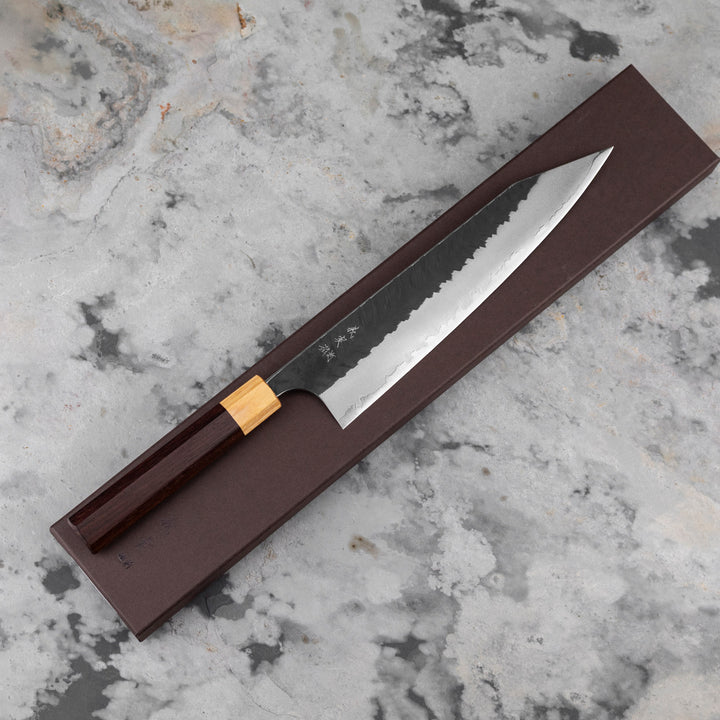 Gyuto 24 cm Yoshimi Kato Aogami Kurouchi V-Tsuchime Super/SS