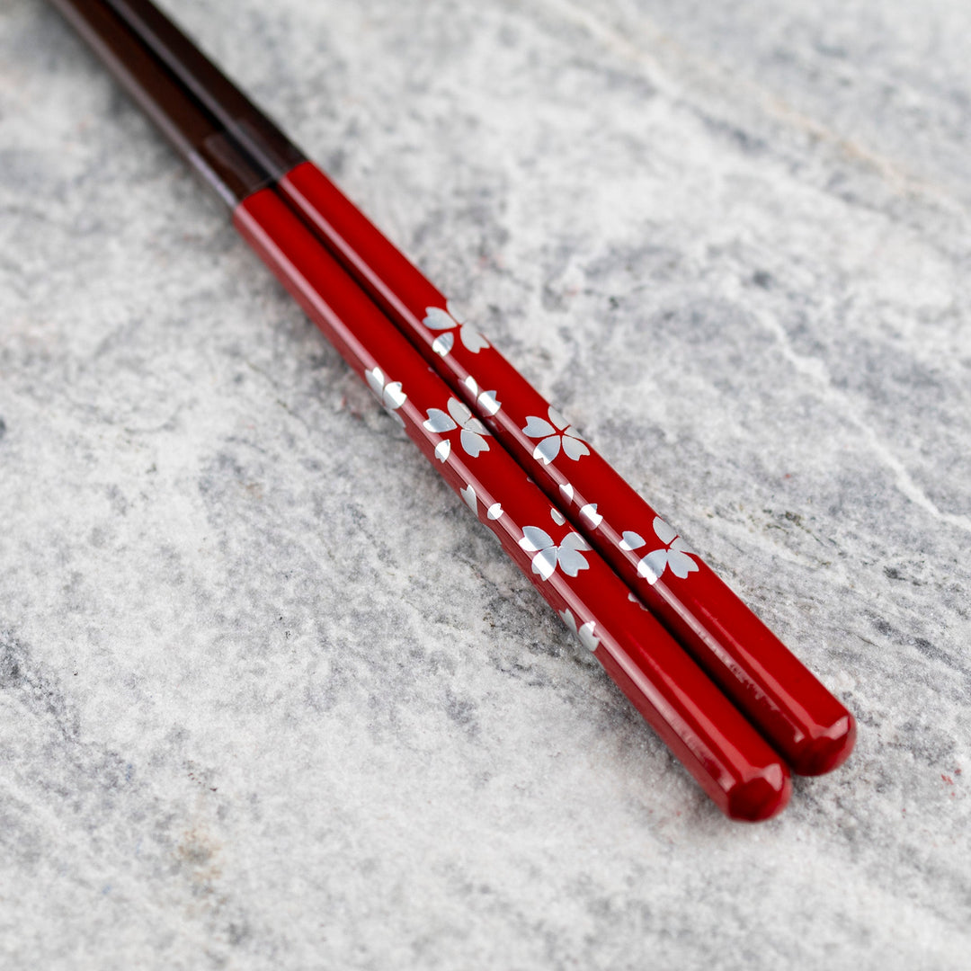 Kawai Japanese Sushi Chopsticks - Sabiginpaku Cherry Blossom Red
