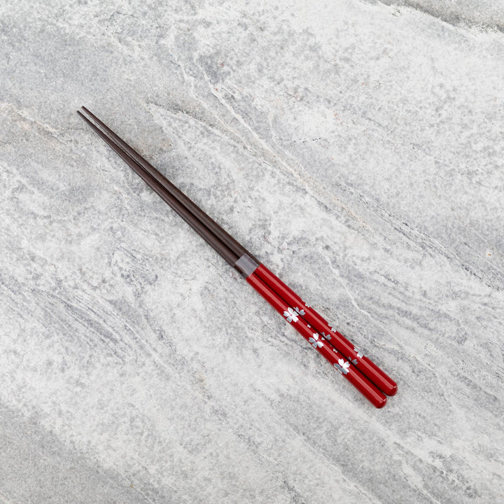 Kawai Japanese Sushi Chopsticks - Sabiginpaku Cherry Blossom Red