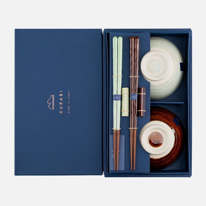 Set of Kawai Japanese Sushi Chopsticks with Bowls - Yusai
