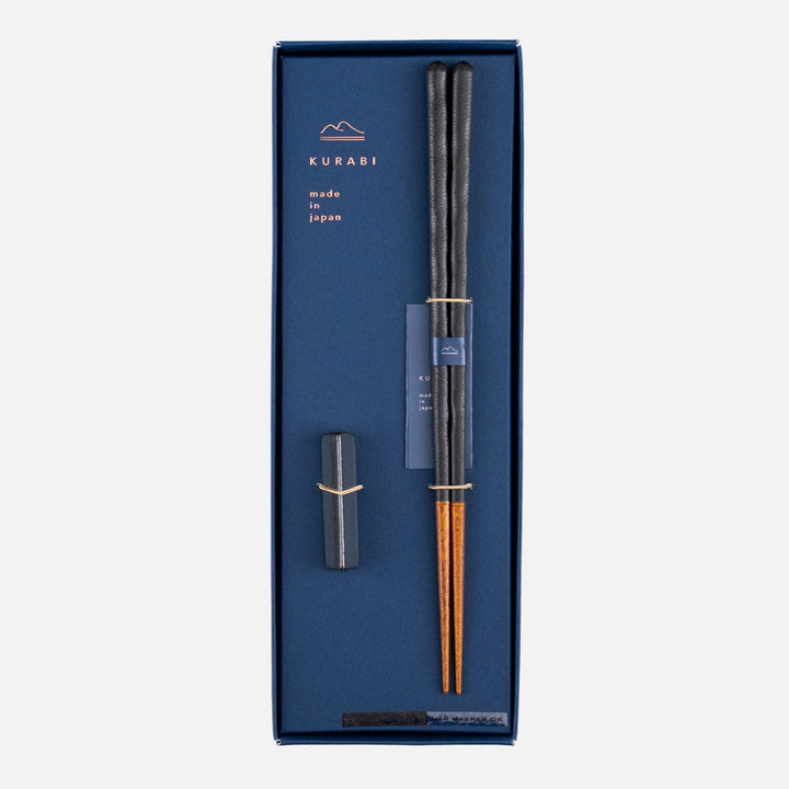 Japanese Sushi Chopsticks Kawai Gift Set - Kurabi Black