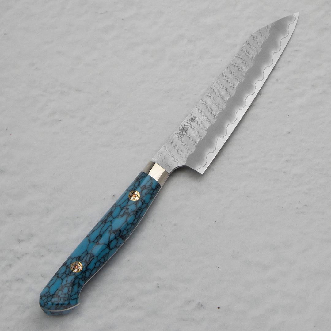 Kiritsuke Petty 15 cm Nigara Hamono SG2 Blue Turquoise Limited