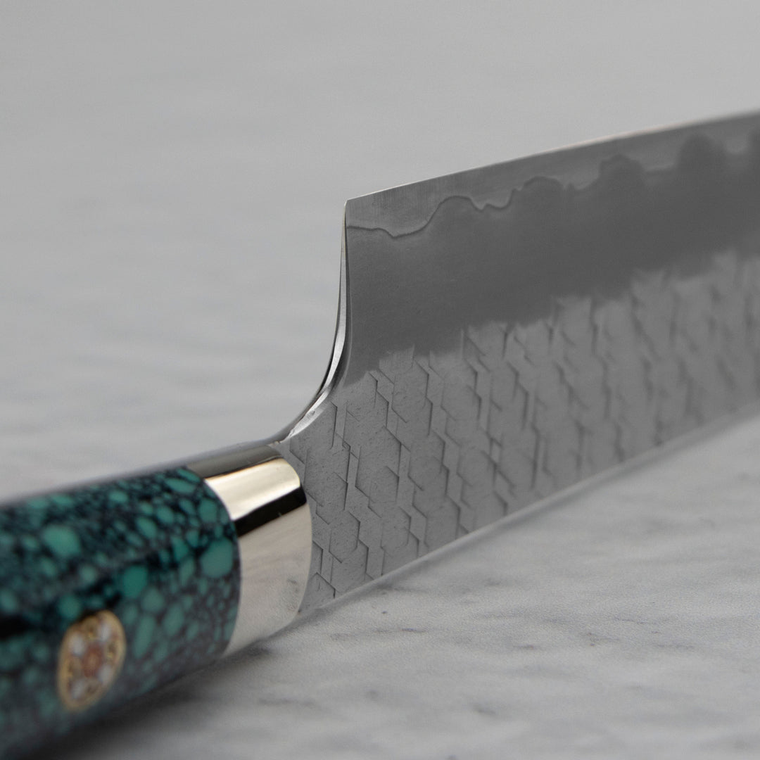 Kiritsuke Petty 15 cm Nigara Hamono SG2 Green Turquoise Limited