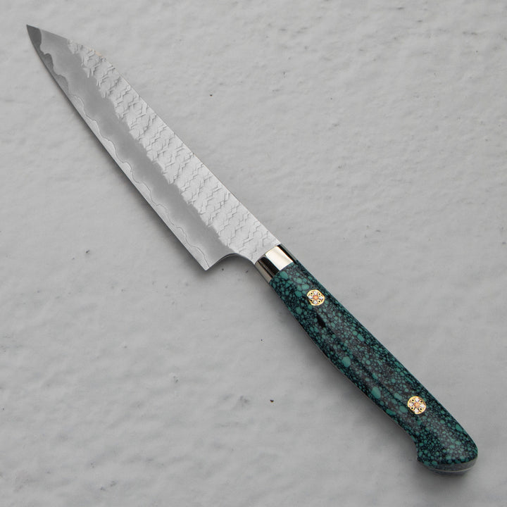 Kiritsuke Petty 15 cm Nigara Hamono SG2 Green Turquoise Limited