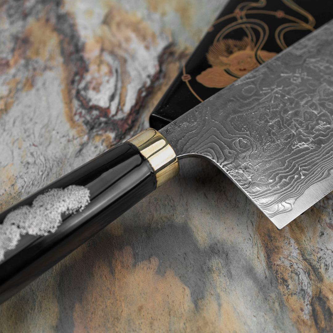 Nakiri 17 cm Takeshi Saji Art Fujin Raijin R-2 + Saya