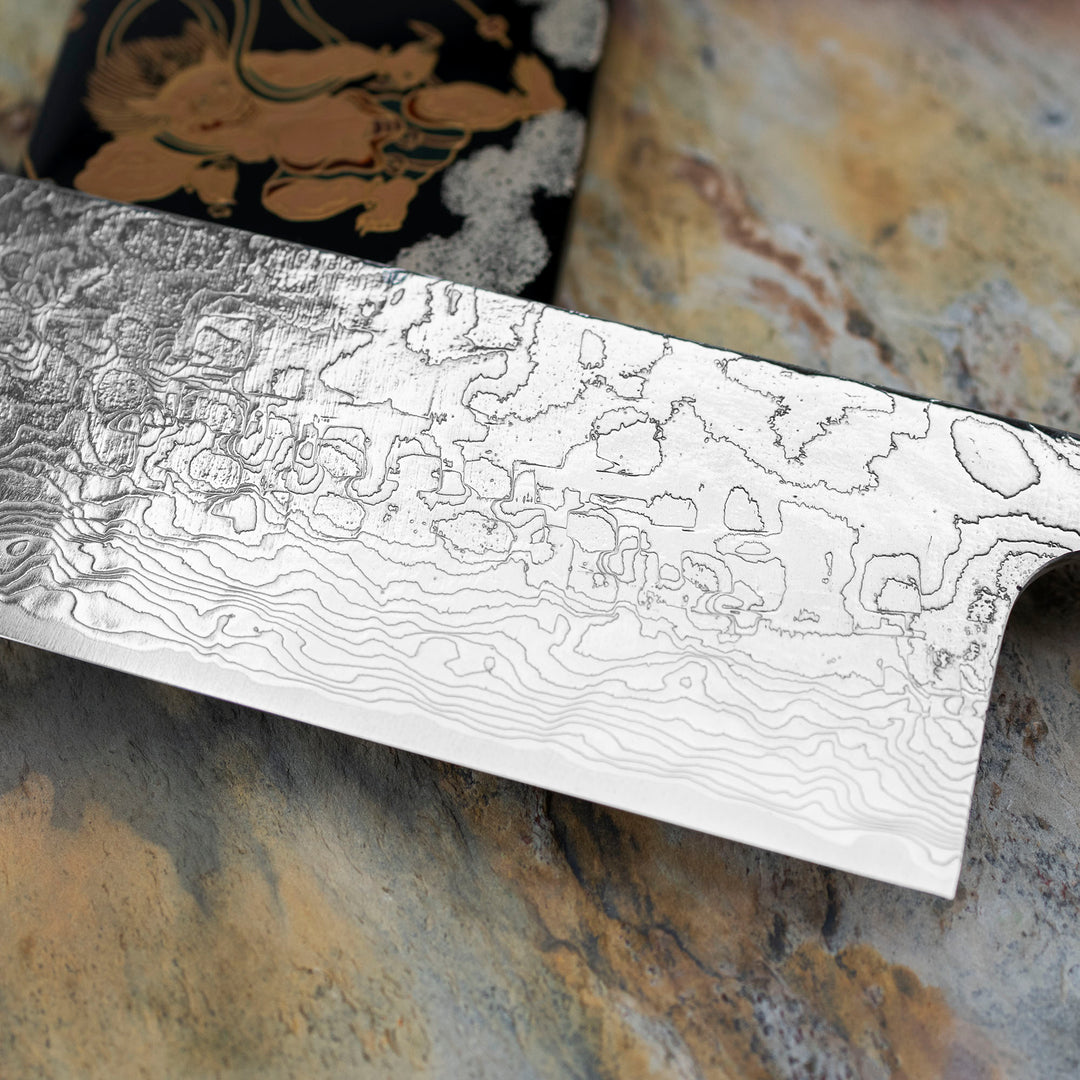Nakiri 17 cm Takeshi Saji Art Fujin Raijin R-2 + Saya
