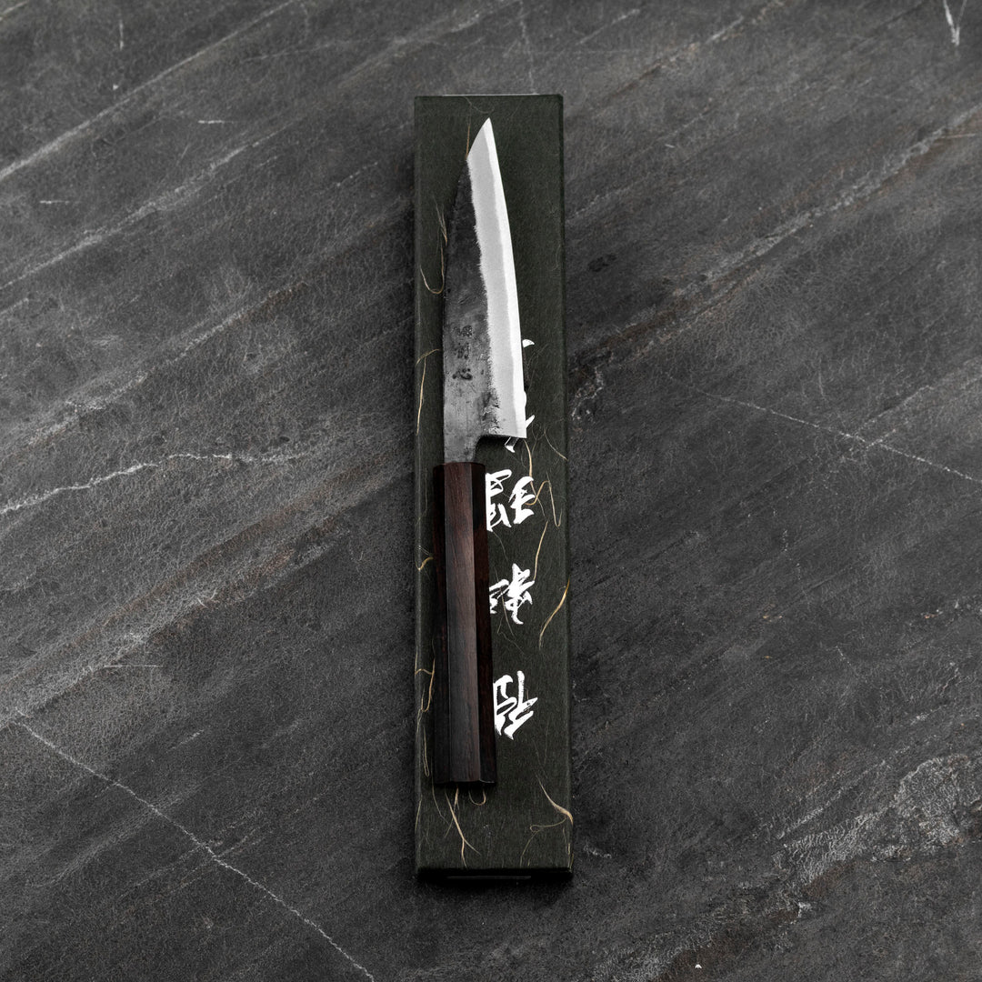 Petty 12 cm Hatsukokoro Sumi Kurouchi Aogami#2/Iron