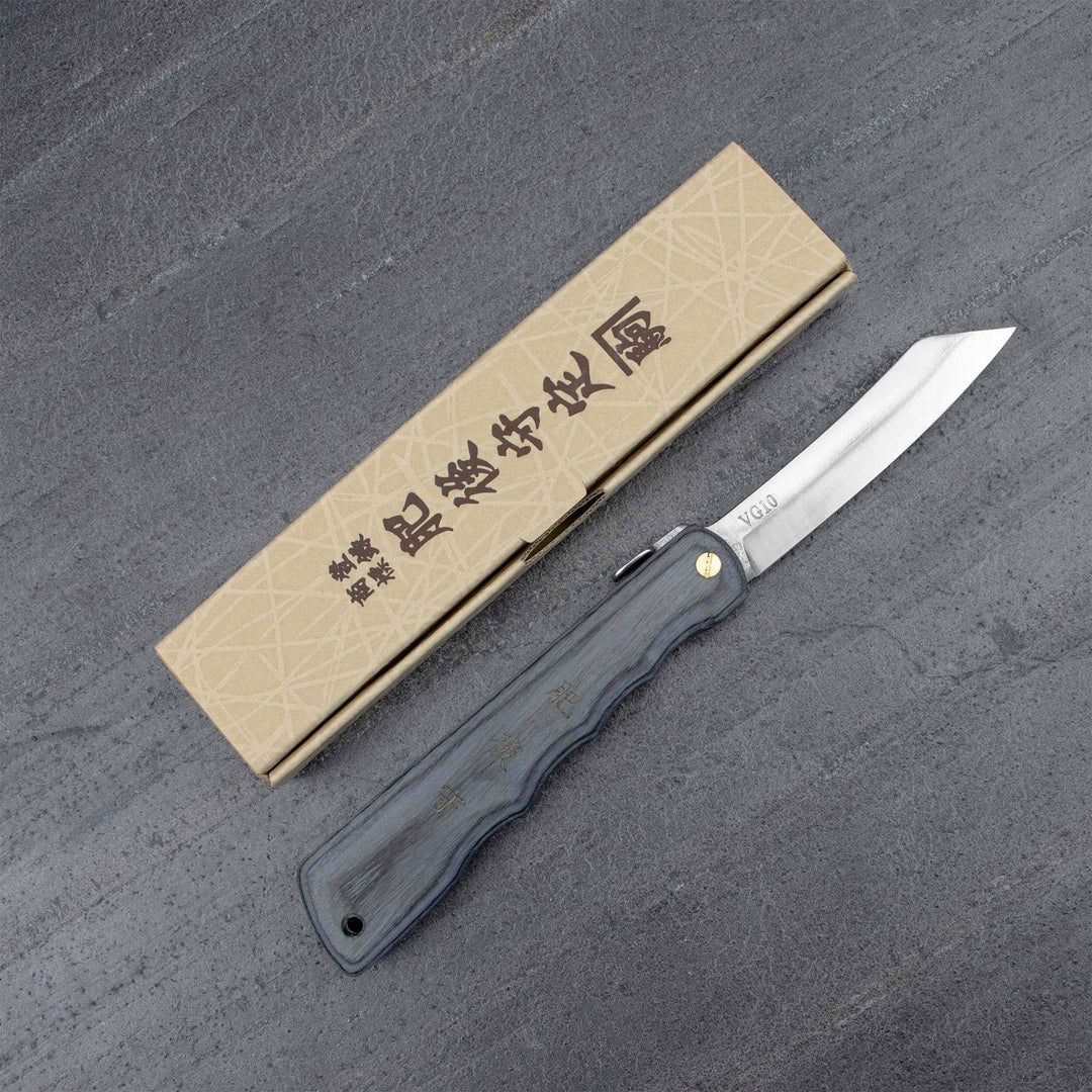 Pocket Knife Higonokami Kanekoma Woody Grey/Blue 7,5 cm VG-10