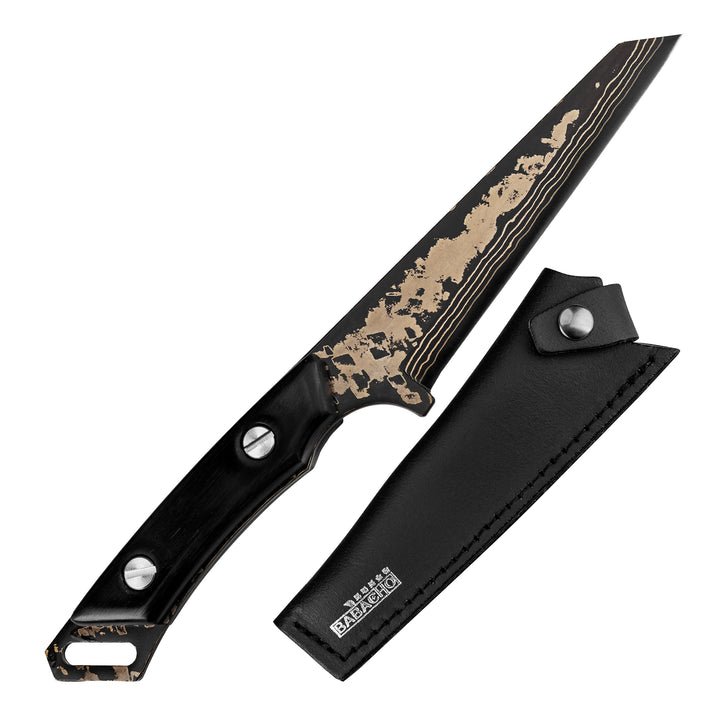 Sekisou Black Damascus Hatchet 13 cm  + Leather Sheath Babacho