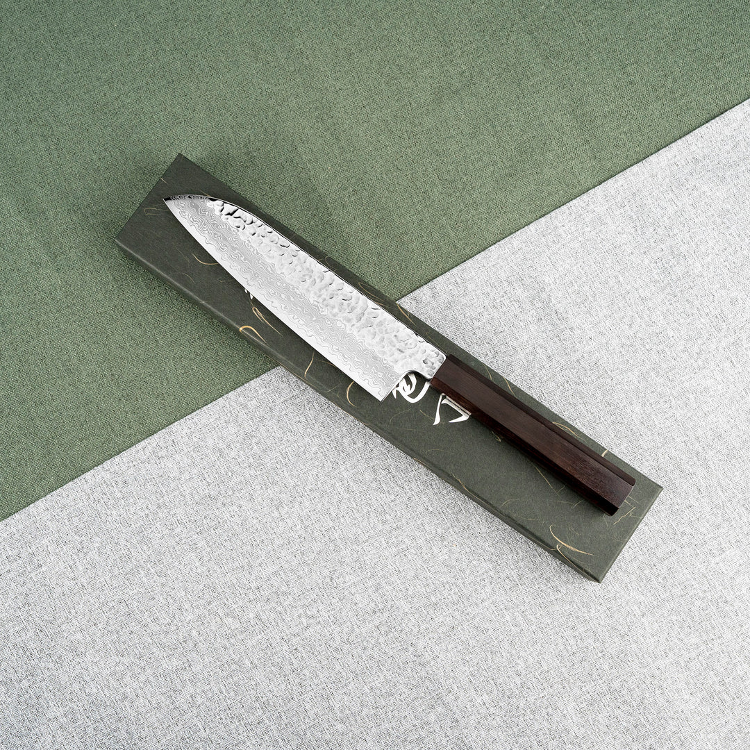 Santoku 18 cm Hatsukokoro Hayabusa Damascus VG-10