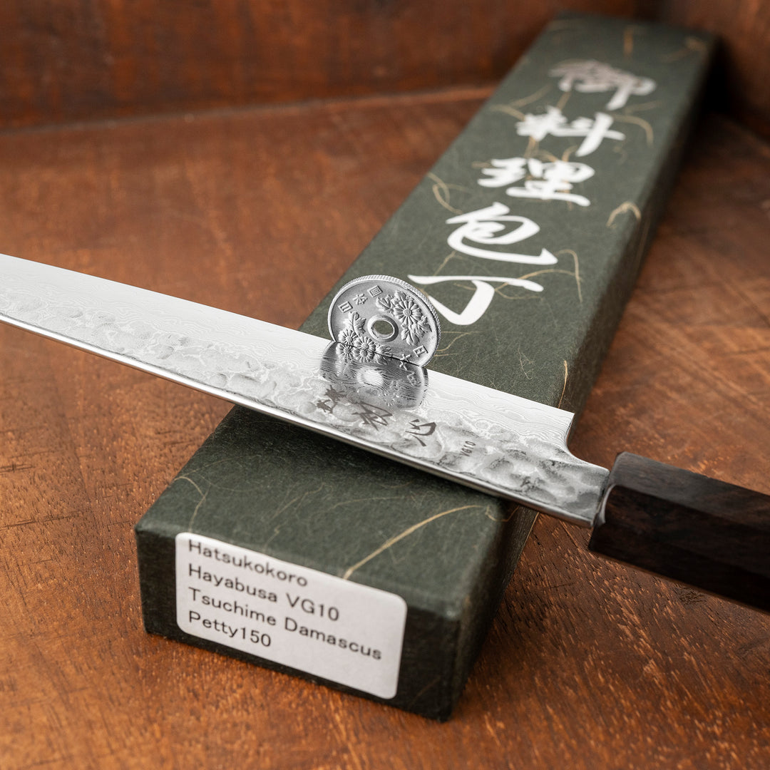 Petty 15 cm Hatsukokoro Hayabusa Damascus VG-10