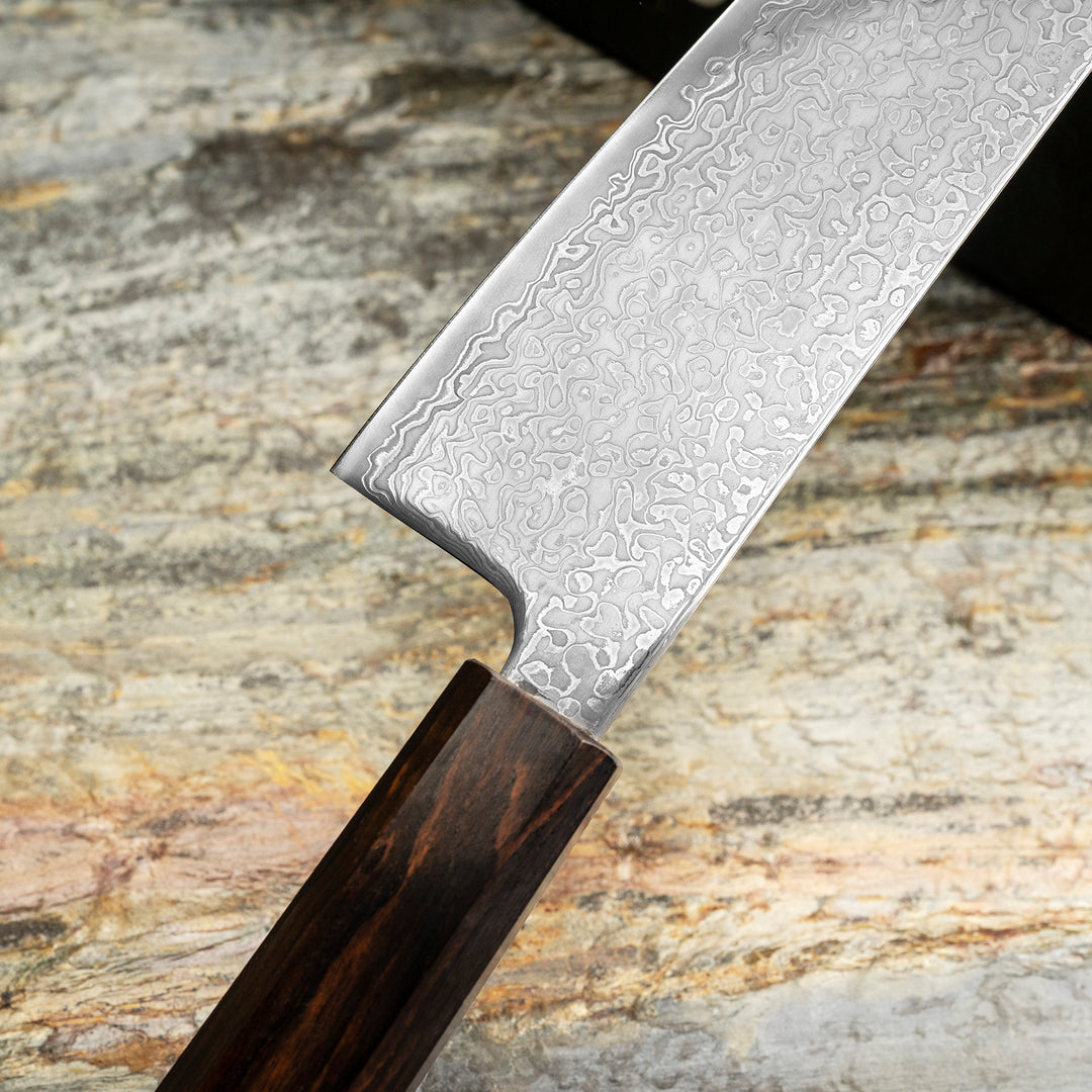 Bunka 17 cm Hatsukokoro Hikari Kurozame Damascus SLD
