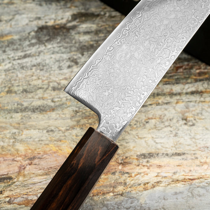 Bunka 17 cm Hatsukokoro Hikari Kurozame Damascus SLD