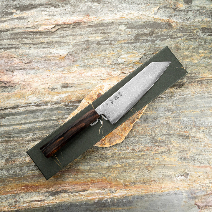 Bunka 17 cm Hatsukokoro Hikari Kurozame Damascus SLD