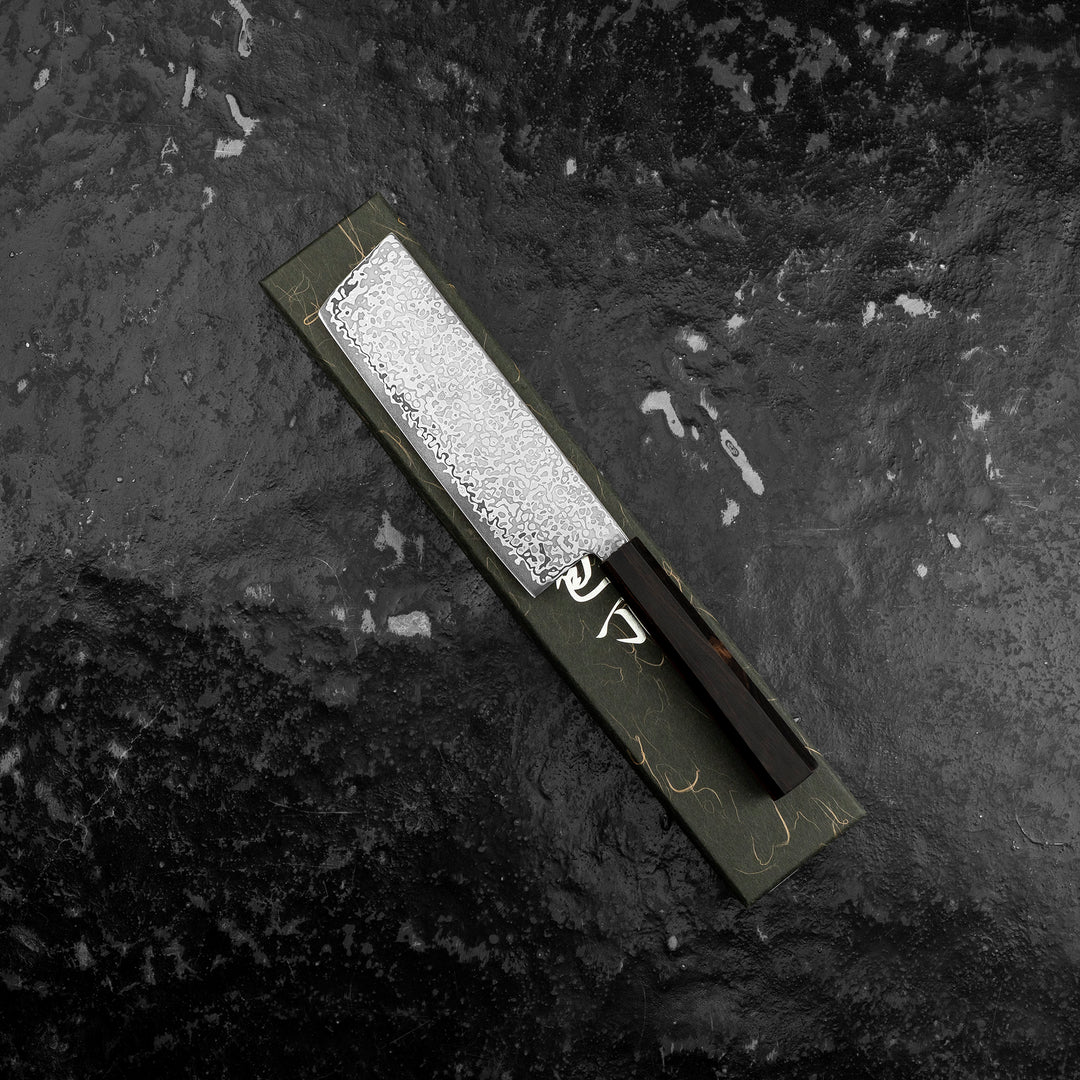 Nakiri 16 cm Hatsukokoro Hikari Kurozame Damascus SLD