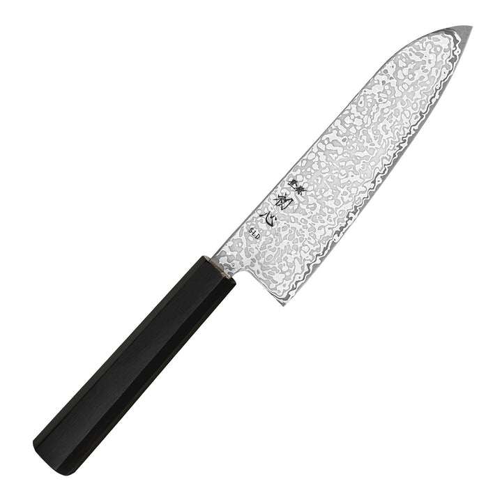 Santoku 17 cm Hatsukokoro Hikari Kurozame Damascus SLD