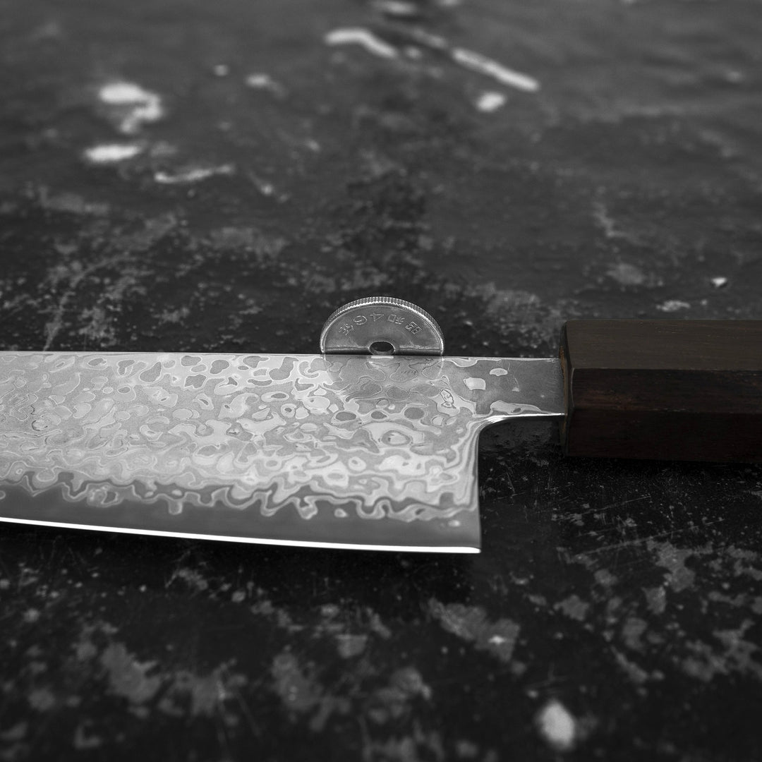 Gyuto 19,5 cm Hatsukokoro Hikari Kurozame Damascus SLD