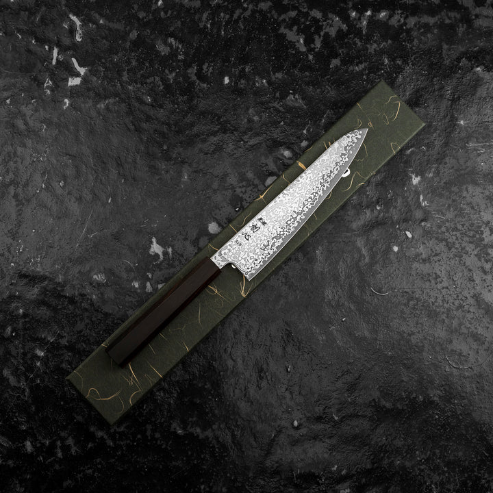Gyuto 19,5 cm Hatsukokoro Hikari Kurozame Damascus SLD