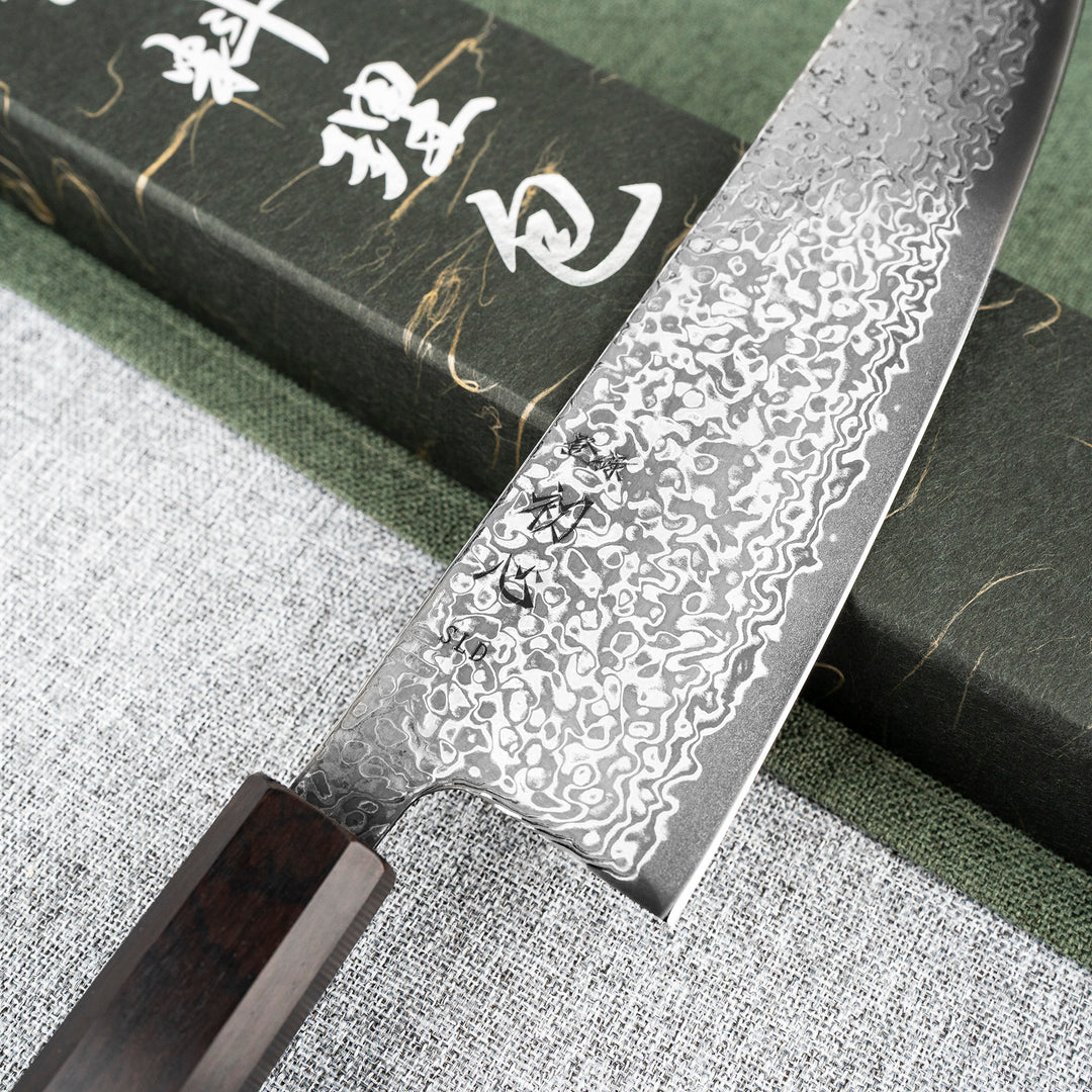 Gyuto 21 cm Hatsukokoro Hikari Kurozame Damascus SLD