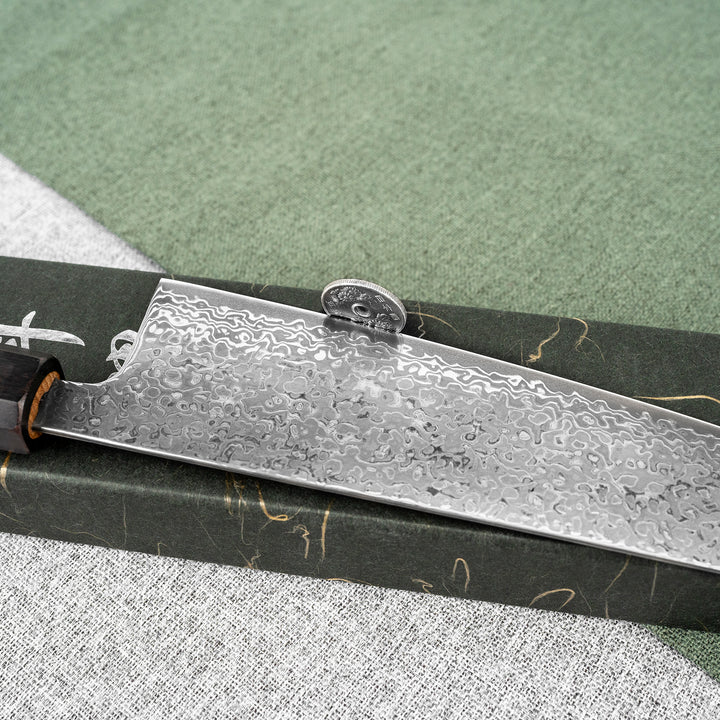 Gyuto 21 cm Hatsukokoro Hikari Kurozame Damascus SLD
