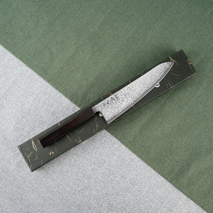 Gyuto 21 cm Hatsukokoro Hikari Kurozame Damascus SLD