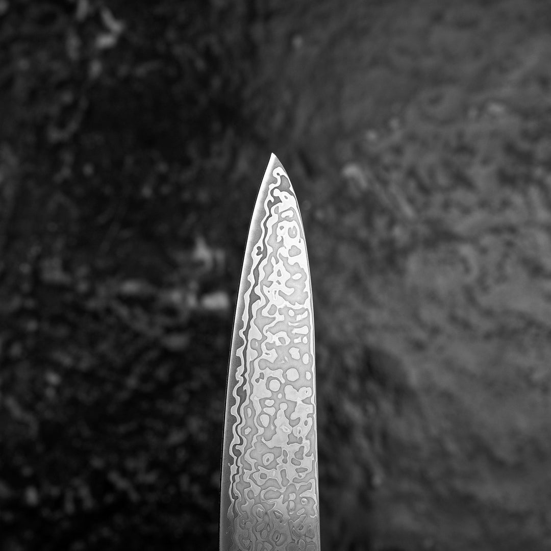 Petty 13 cm Hatsukokoro Hikari Kurozame Damascus SLD