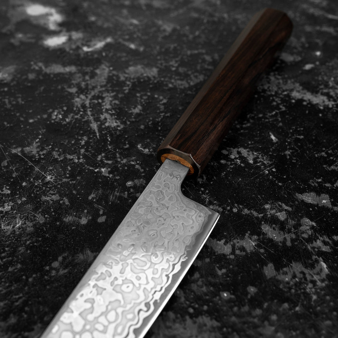 Petty 13 cm Hatsukokoro Hikari Kurozame Damascus SLD