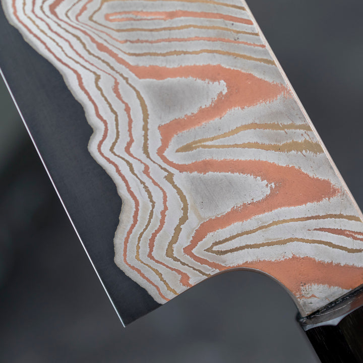 Gyuto 20 cm Hatsukokoro Irodori Rainbow Damascus Kurozome Aogami#2