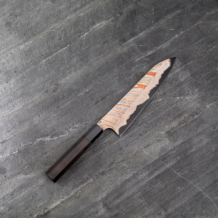 Gyuto 20 cm Hatsukokoro Irodori Rainbow Damascus Kurozome Aogami#2