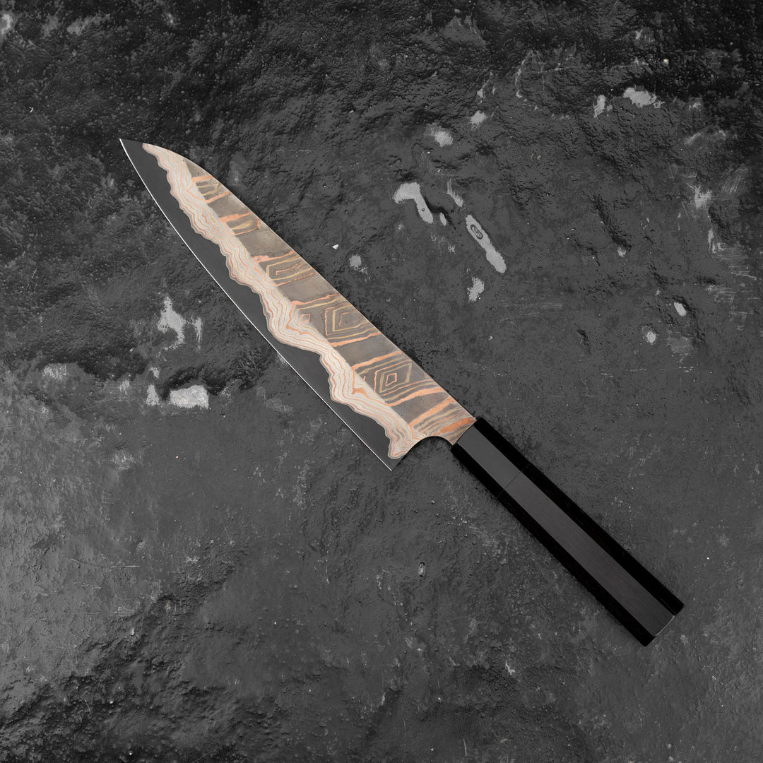 Gyuto 23 cm Hatsukokoro Irodori Rainbow Kurozome Damascus Aogami#2
