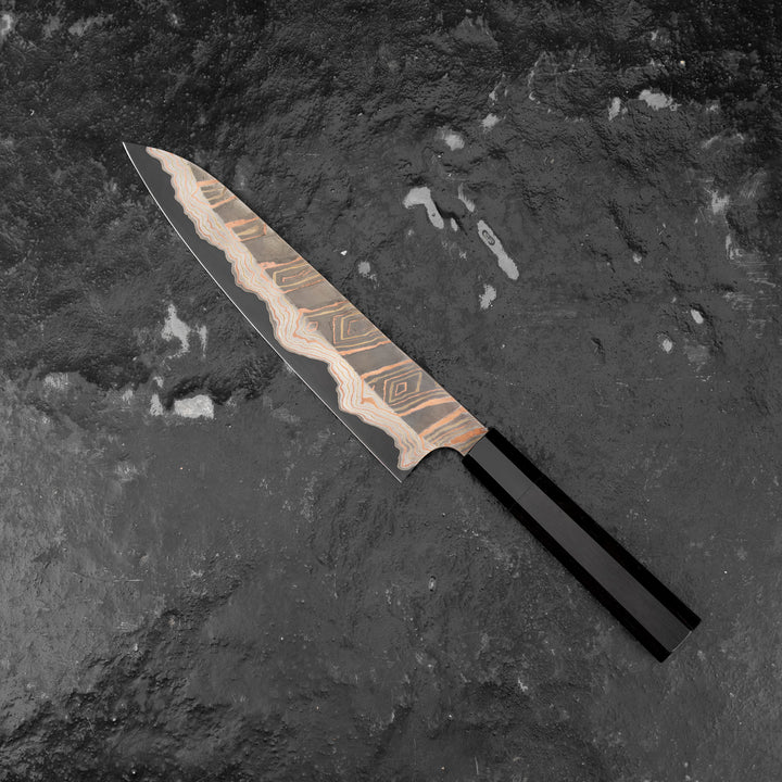 Gyuto 23 cm Hatsukokoro Irodori Rainbow Kurozome Damascus Aogami#2