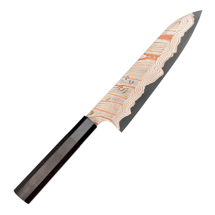 Gyuto 23 cm Hatsukokoro Irodori Rainbow Kurozome Damascus Aogami#2