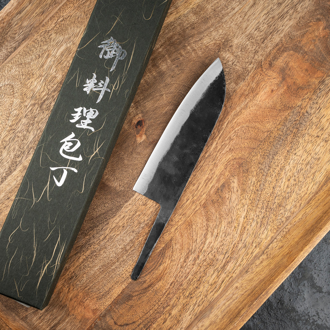 Santoku 16,5 cm Blank Hatsukokoro Kurogane Kurouchi Aogami#2/Iron
