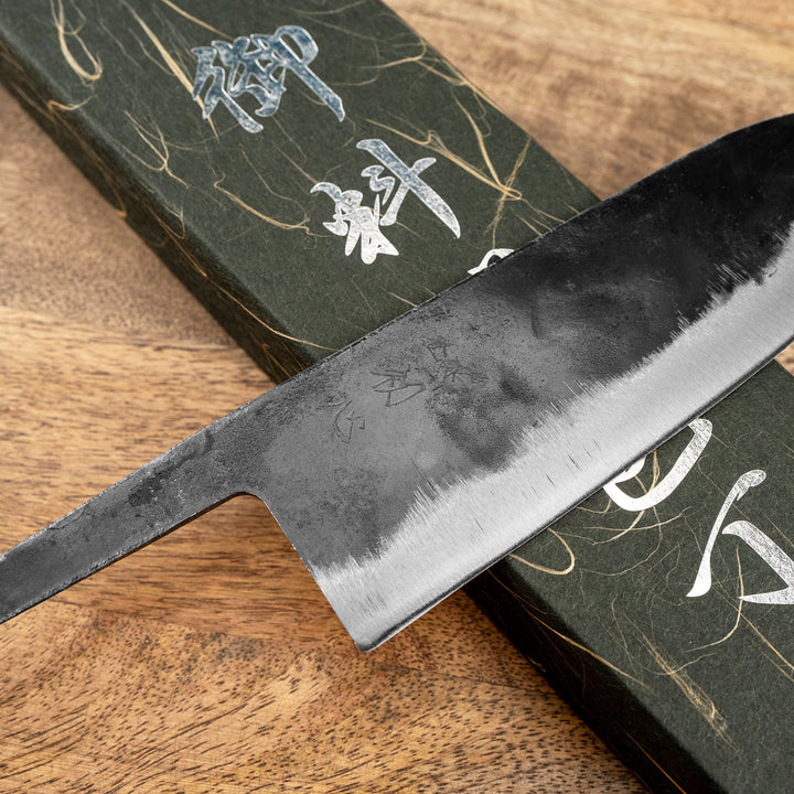 Santoku 16,5 cm Blank Hatsukokoro Kurogane Kurouchi Aogami#2/Iron