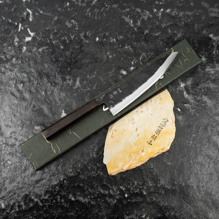 Gyuto 21 cm Hatsukokoro Kurogane Kurouchi Aogami#2/Iron