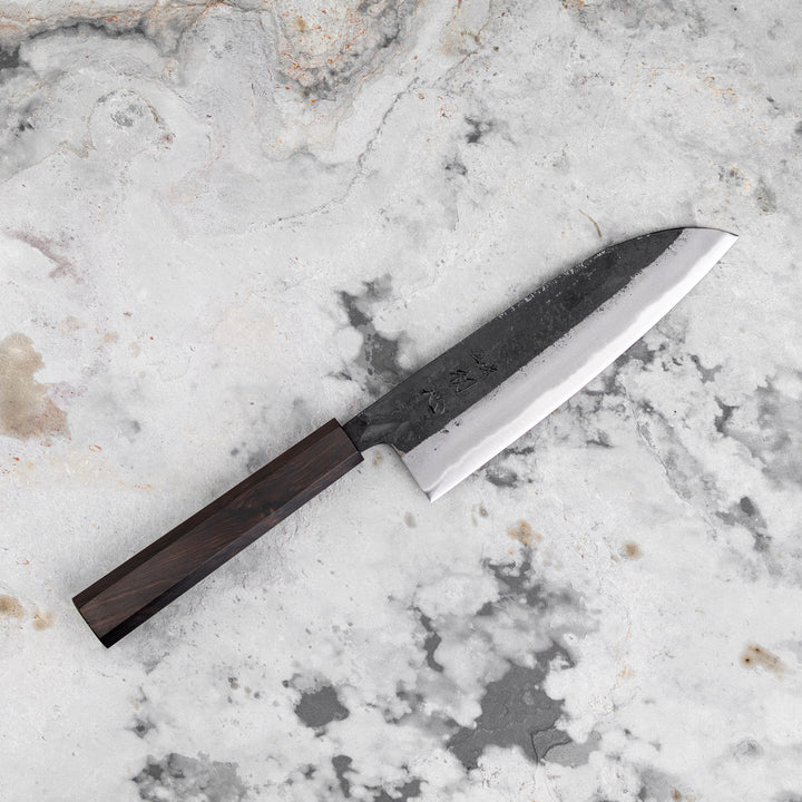 Santoku 16,5 cm Hatsukokoro Shikoku Kurouchi Aogami#2/Iron