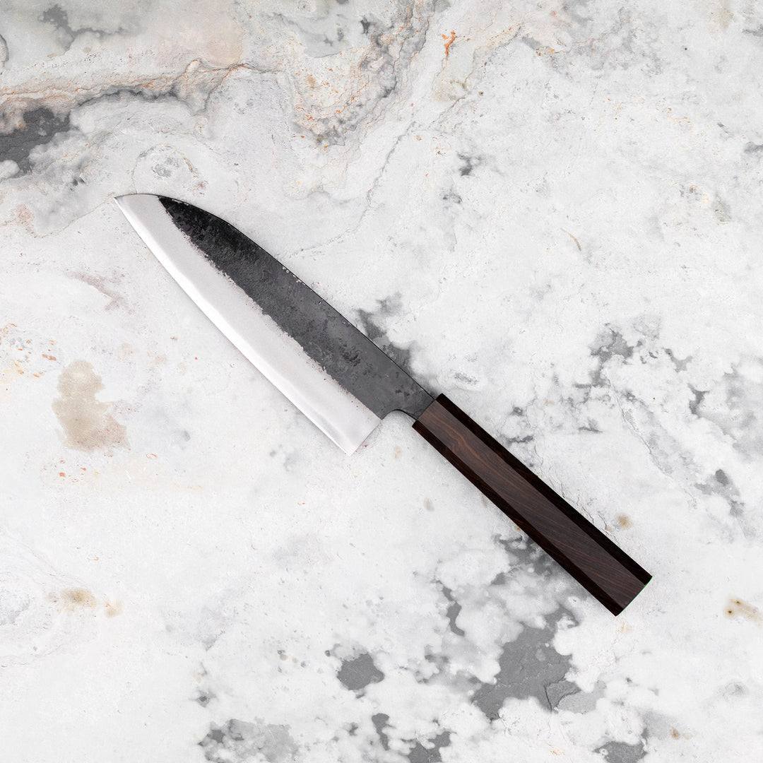 Santoku 16,5 cm Hatsukokoro Shikoku Kurouchi Aogami#2/Iron