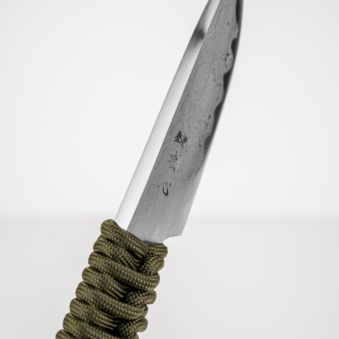 Outdoor Knife 10 cm Hatsukokoro Green Shirogami#2/Iron