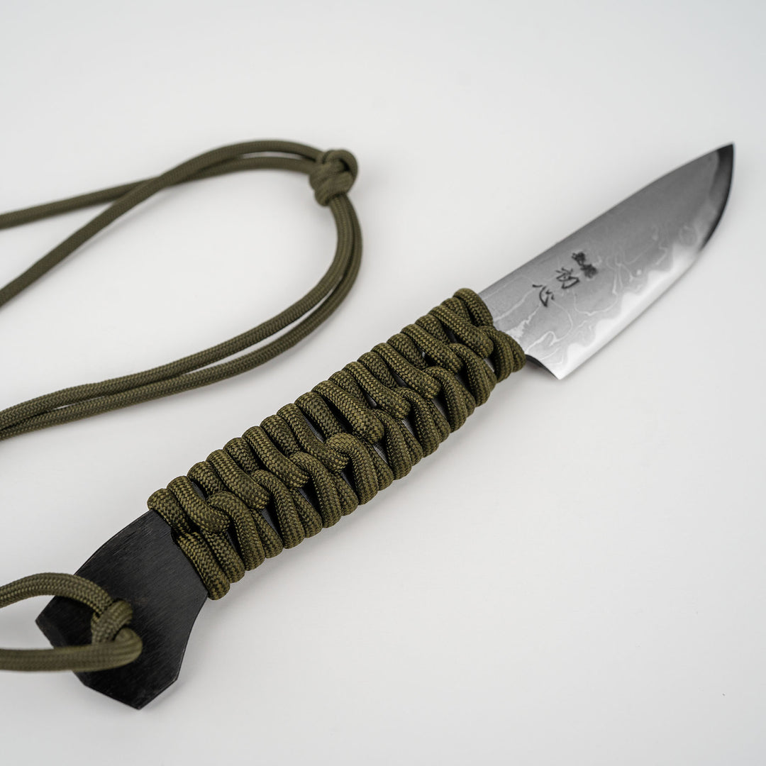 Outdoor Knife 10 cm Hatsukokoro Green Shirogami#2/Iron