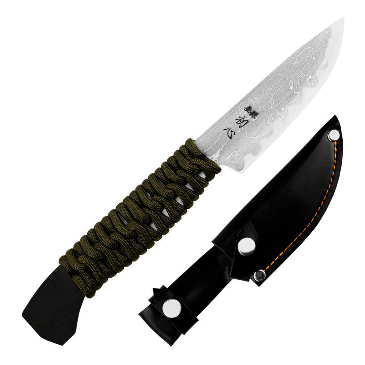 Outdoor Knife 10 cm Hatsukokoro Green Shirogami#2/Iron