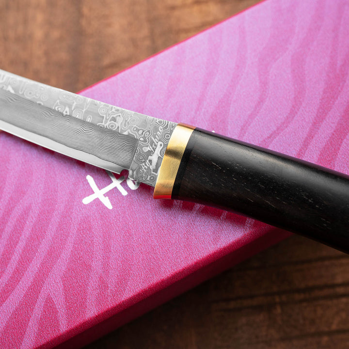 Tanto Outdoor Knife 8,7 cm Hattori Hunter Damascus Cowry-X