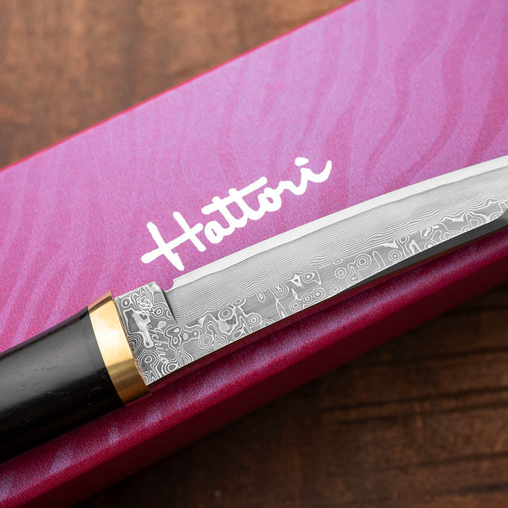 Tanto Outdoor Knife 8,7 cm Hattori Hunter Damascus Cowry-X