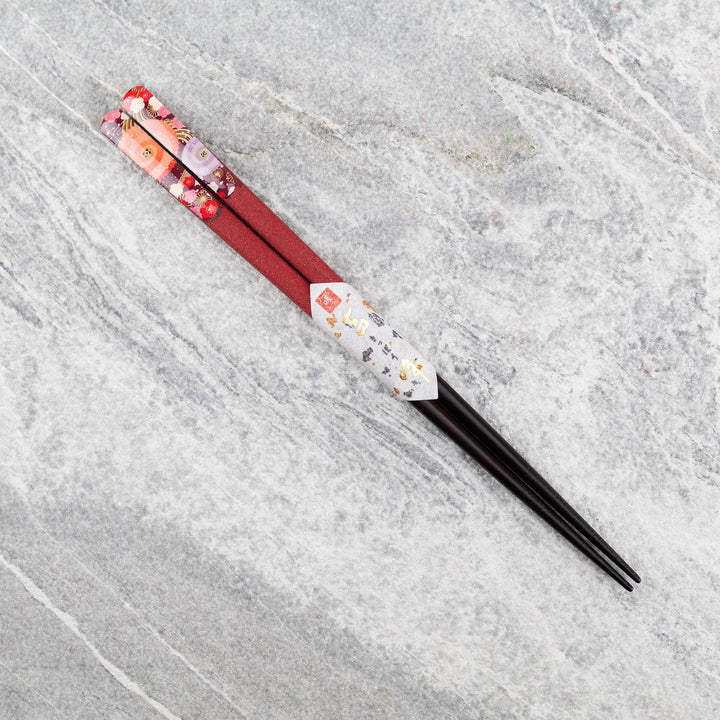 Kawai Japanese Sushi Chopsticks - Adesugata Red