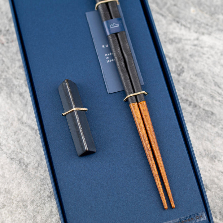 Japanese Sushi Chopsticks Kawai Gift Set - Kurabi Black